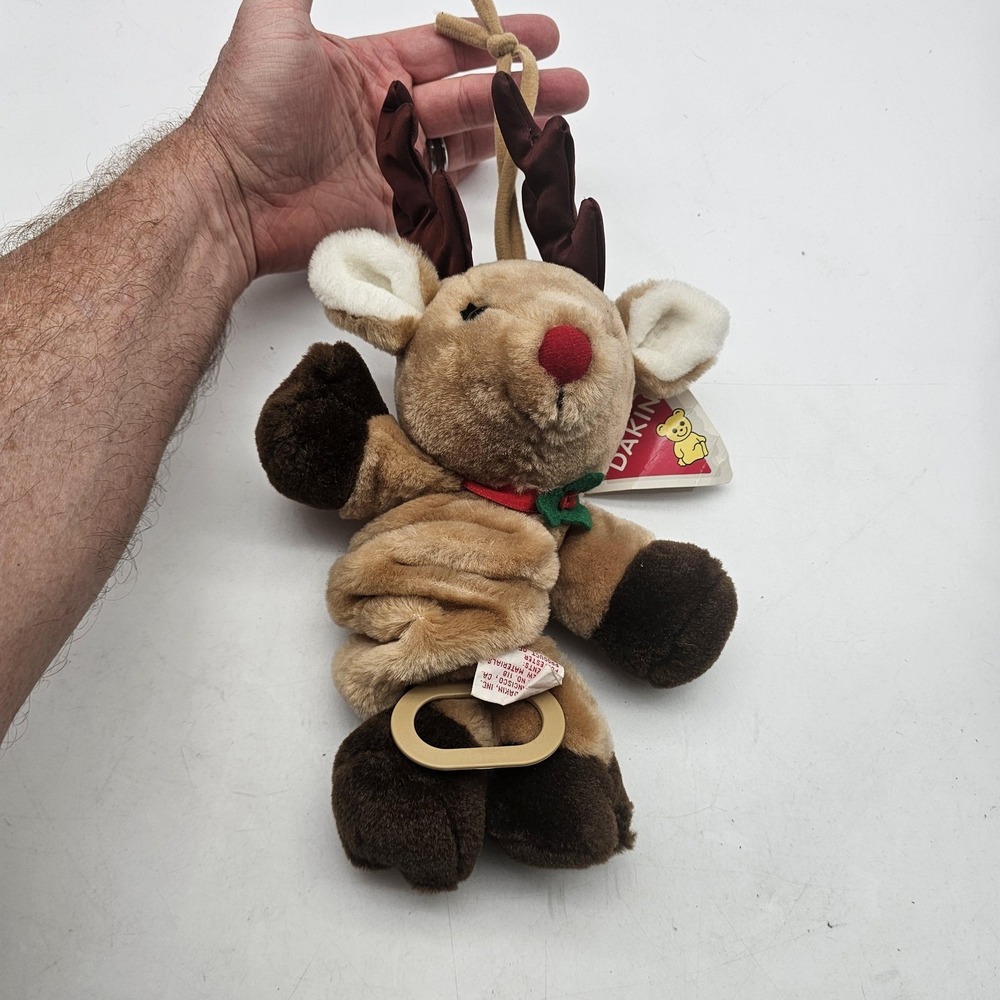 Vintage Dakin Reindeer Plush Stuffed Animal Toy Medium Brown Christmas Hanging